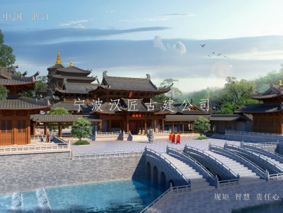 长春寺院重建规划设计方案鸟瞰图—积福禅寺